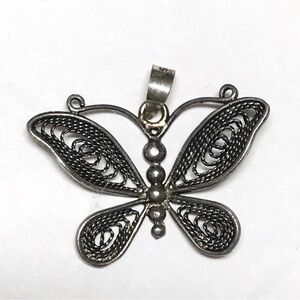 Sterling Silver 925 detailed Butterfly Pendant charm beautiful filigree